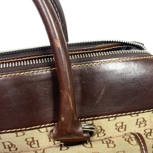 Dooney & Bourke Anniversary Double Pocket Satchel Khaki Canvas Burnt Cedar Y2K - Picture 14 of 16